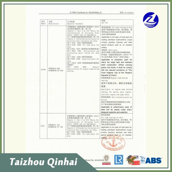 Marine pinnoite;Korkean rakenteen hankausta ja korroosiota estävä pohjamaali, kestävyys kovettuneita öljyjä vastaan ​​merivettä.